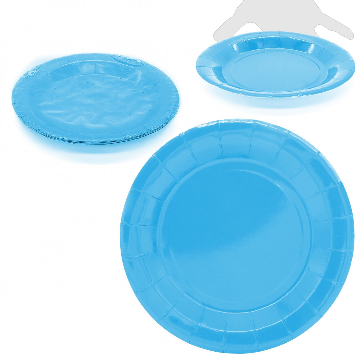 Pack de platos grandes de cartón de color azul