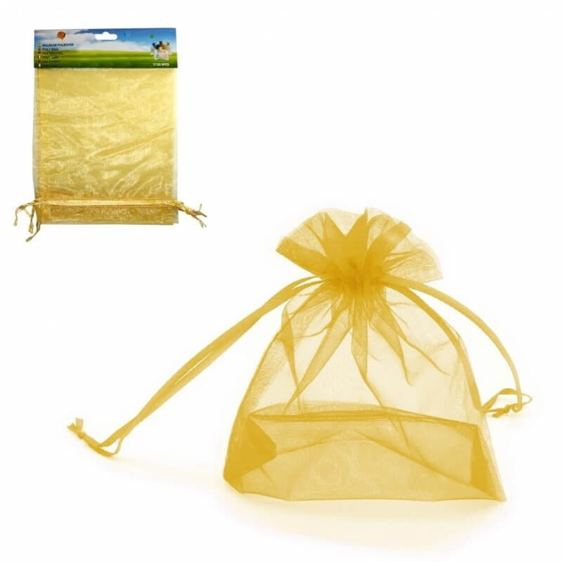 Pack de bolsas de organza dorada de 17x23