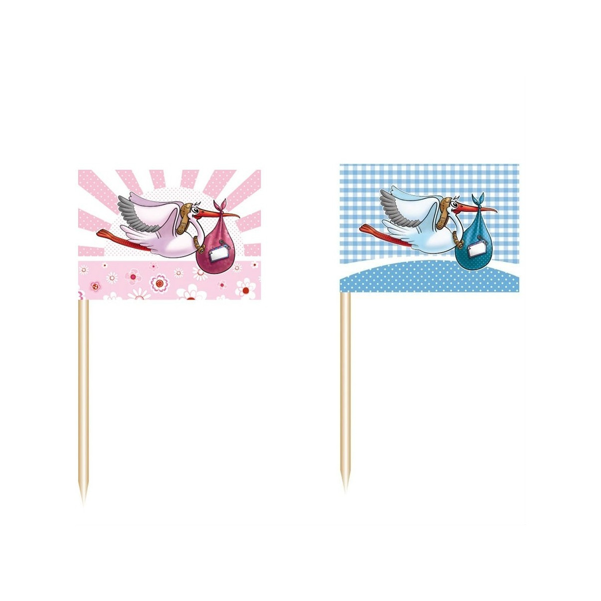 Palillos de decoración con cigueña
