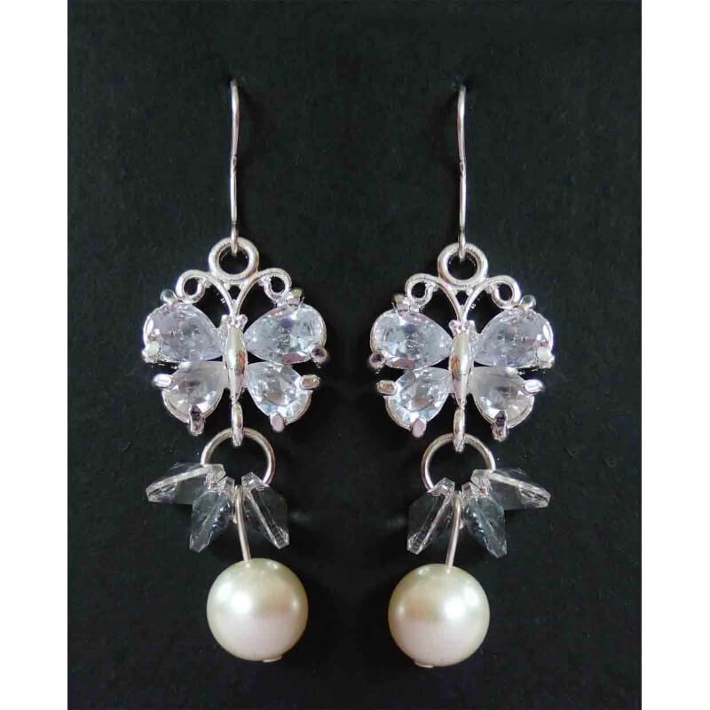 Pendientes De Novia Perla Mariposa Pendientes De Novia Perla Mariposa