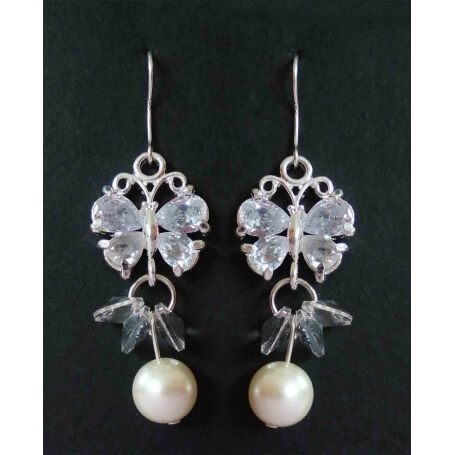 Pendientes De Novia Perla Mariposa