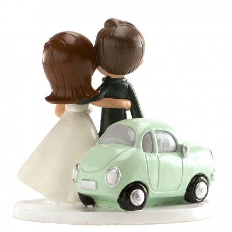 Figura novios coche para tarta de boda