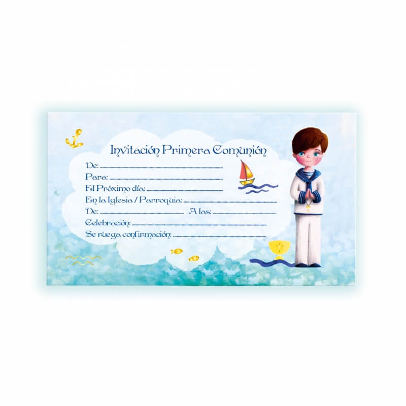 Pack 10 Invitación Comunión Marinero Pack 10 Invitación Comunión Marinero