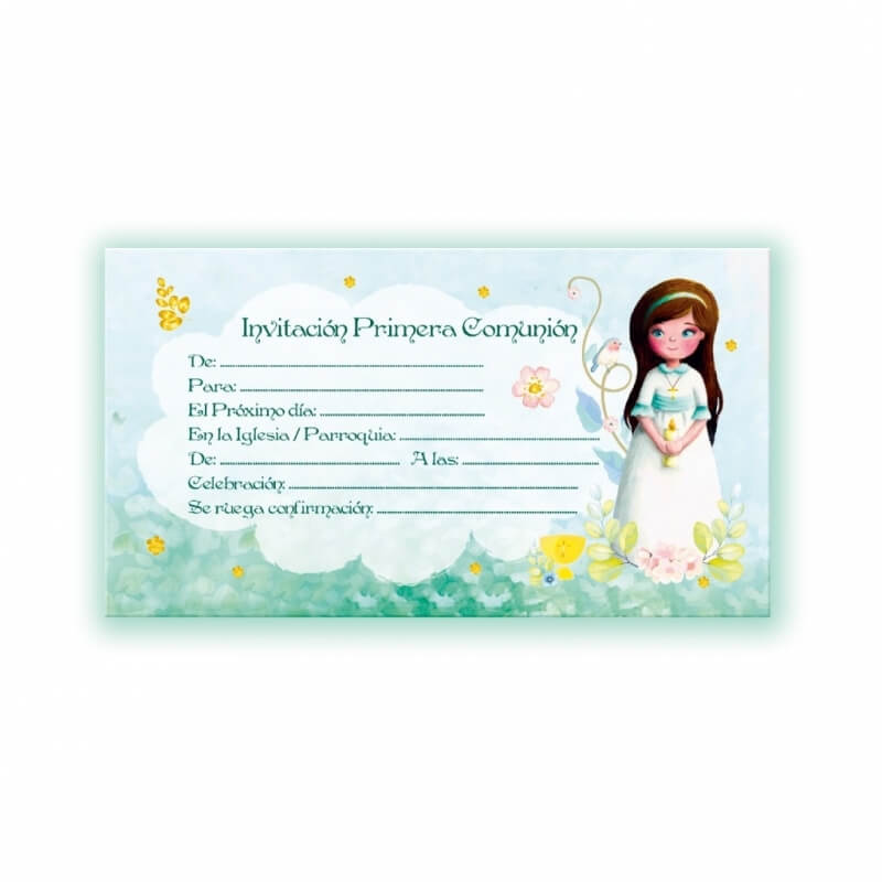 Pack 10 Invitación Comunión Niña Pack 10 Invitación Comunión Niña