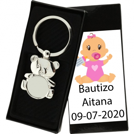 Llavero bautizo osito personalizado