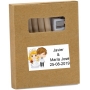Lapices De Colorear En Caja Kraft Personalizada Con Adhesivo Boda Con Nombres Y Fecha