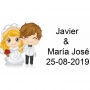 Lapices de colorear en caja kraft personalizada con adhesivo boda con nombres y fecha