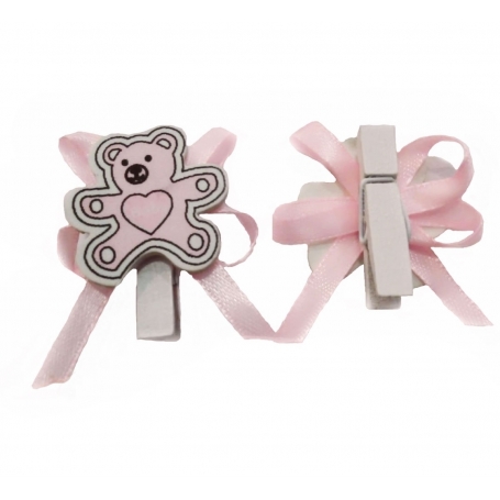 Pinzas De Madera Decorativas Rosas