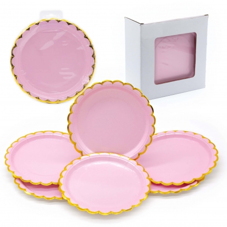 Pack platos cartón rosa