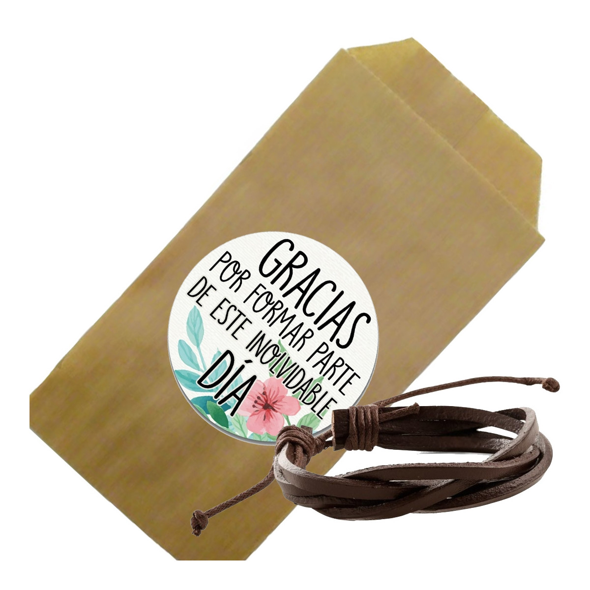 Pulsera hombre en sobre kraft con dedicatoria