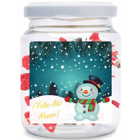 Tarro Con Adhesivo Feliz Navidad Relleno De Caramelos Dráculas