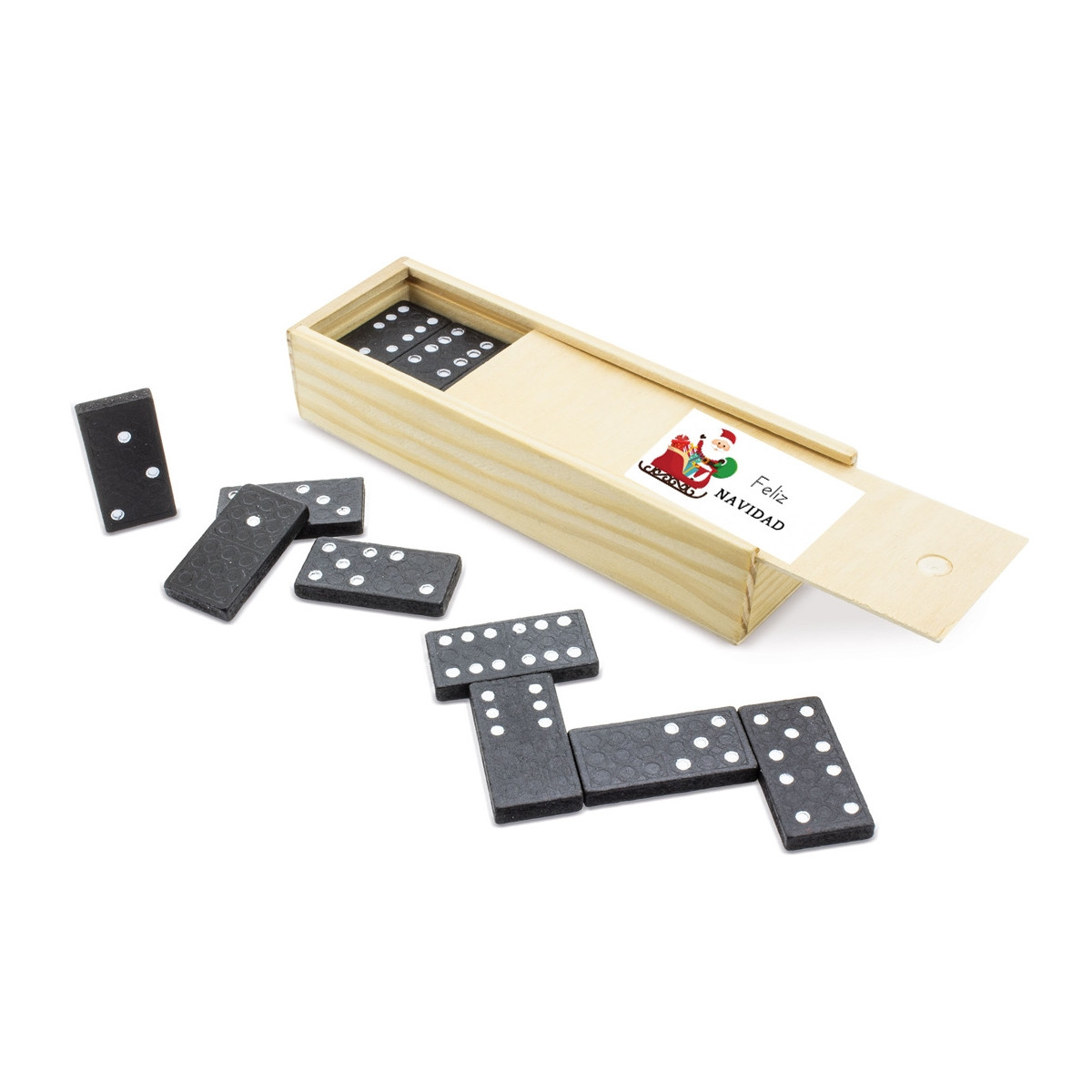 Domino con adhesivo feliz navidad