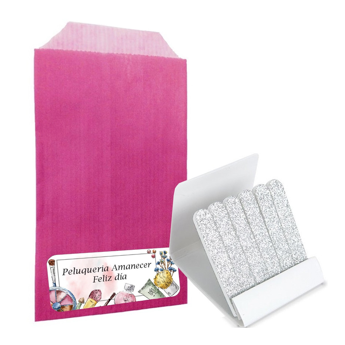 Limas de uñas en sobre kraft rosa personalizado para clientes
