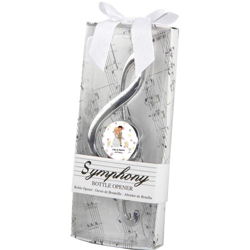 Abridor Clave De Sol En Caja Personalizada Con Adhesivo Novios Abridor Clave De Sol En Caja Personalizada Con Adhesivo Novios