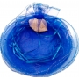 Bolsa de organza redonda azul eléctrico.