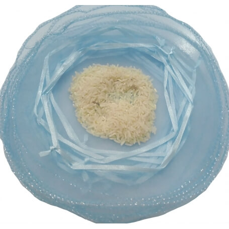 Bolsa De Organza Para Arroz Color Celeste