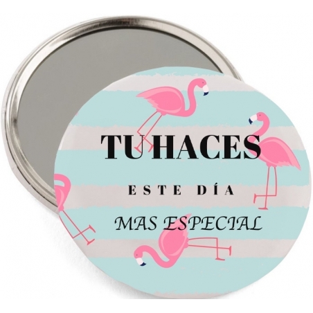 Espejo con frase de agradecimiento y bolígrafo pintalabios con adhesivo personalizado