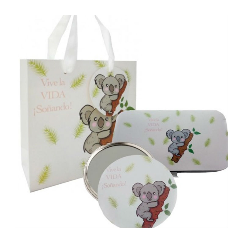 Set De Manicura Y Espejo Con Motivo Koala Presentado En Bolsa Koala Set De Manicura Y Espejo Con Motivo Koala Presentado En Bolsa Koala
