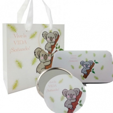 Set De Manicura Y Espejo Con Motivo Koala Presentado En Bolsa Koala