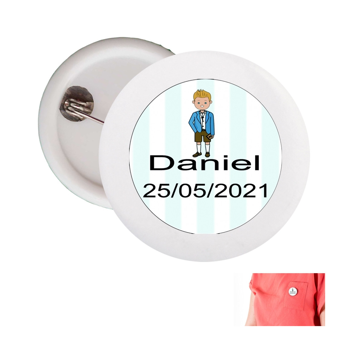 Chapa personalizada niño comunión 