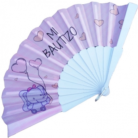 Abanico recuerdo bautizo personalizado