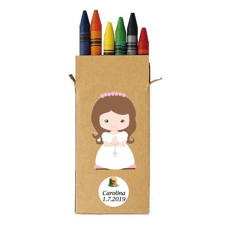 Lápices De Cera Para Comunión De Niña Detalles Personalizados Lápices De Cera Para Comunión De Niña Detalles Personalizados