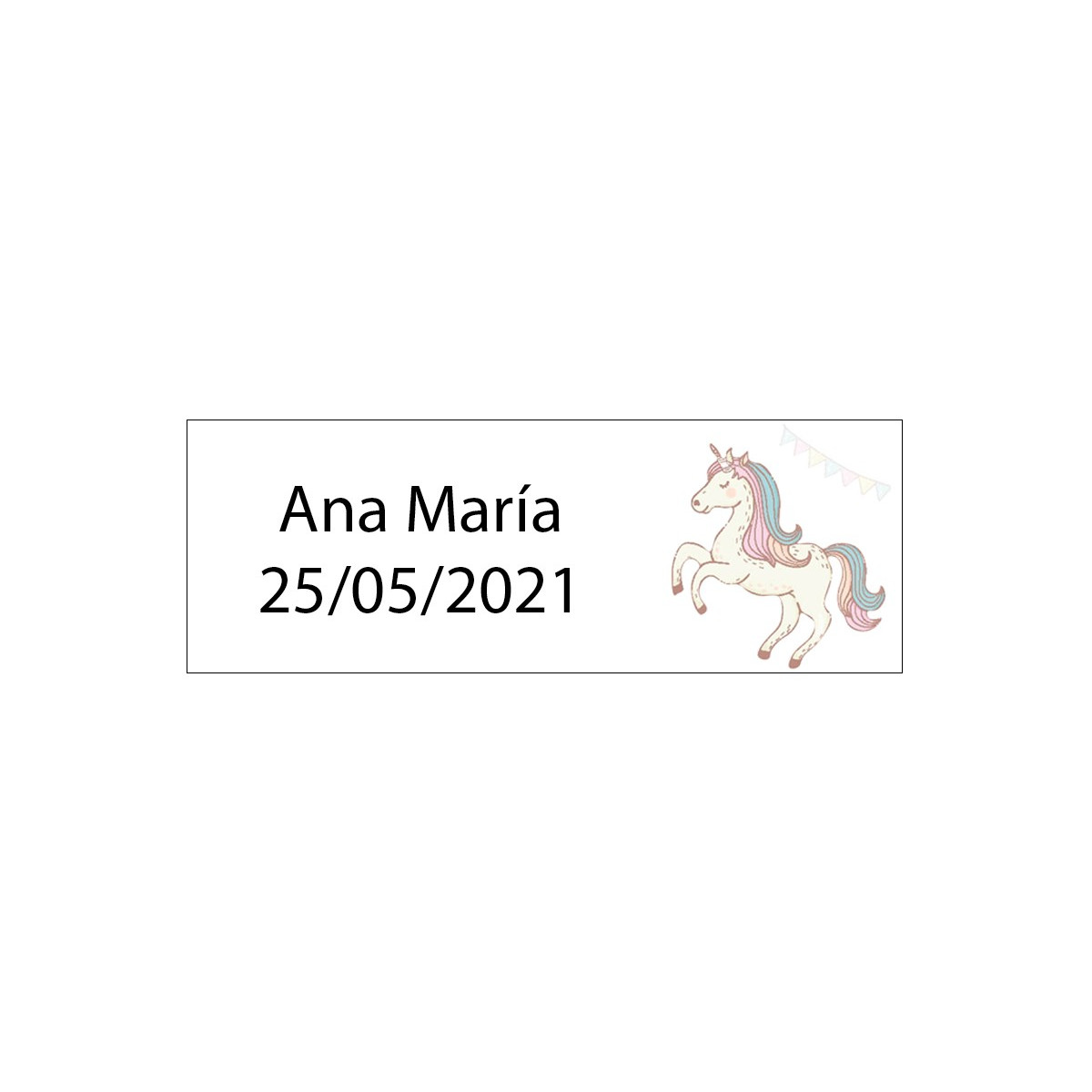 Etiqueta rectangular unicornio