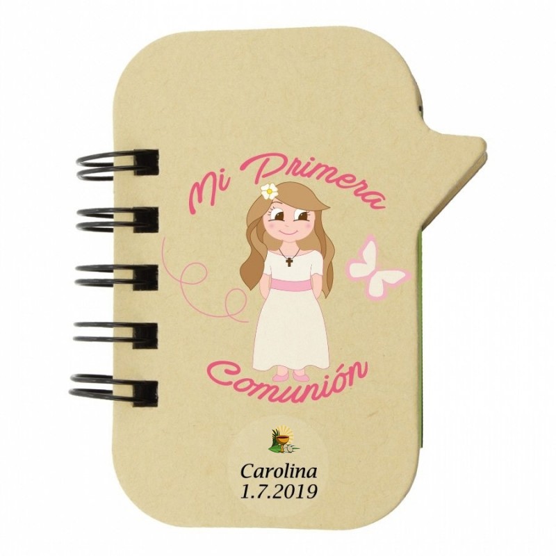 Libreta con marcadores para comunión de niña detalles personalizados