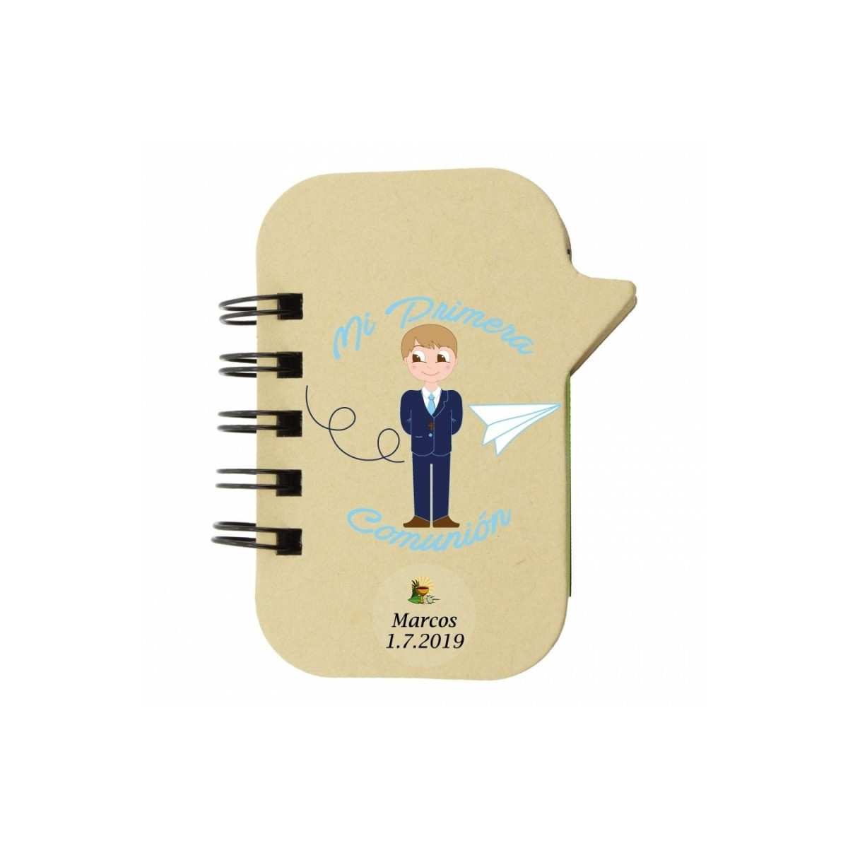 Libreta con marcadores para comunión de niño personalizada