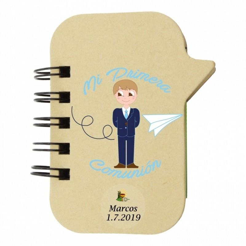 Libreta con marcadores para comunión de niño detalles personalizados