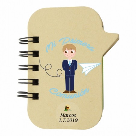 Libreta con marcadores para comunión de niño detalles personalizados