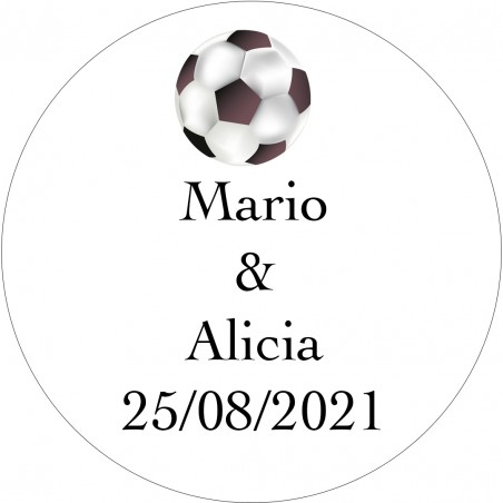 Adhesivos de fútbol con nombres detalles personalizados boda tamaño mini