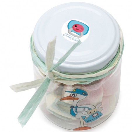 Tarro de chuches para bautizo personalizado