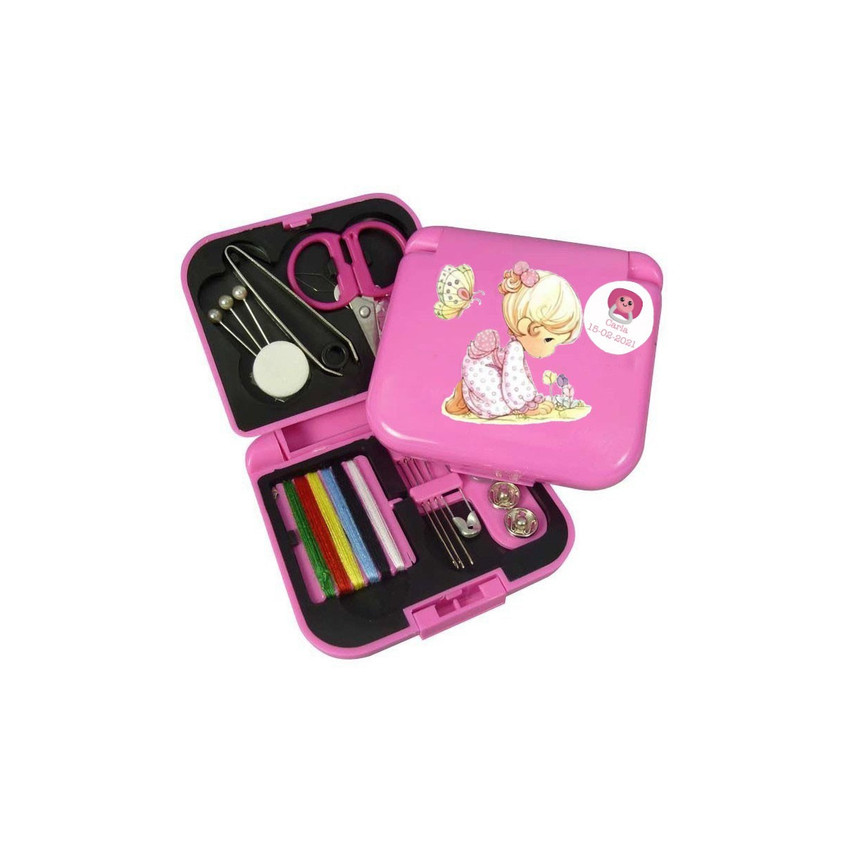 Set de costura para regalar en bautizos personalizado