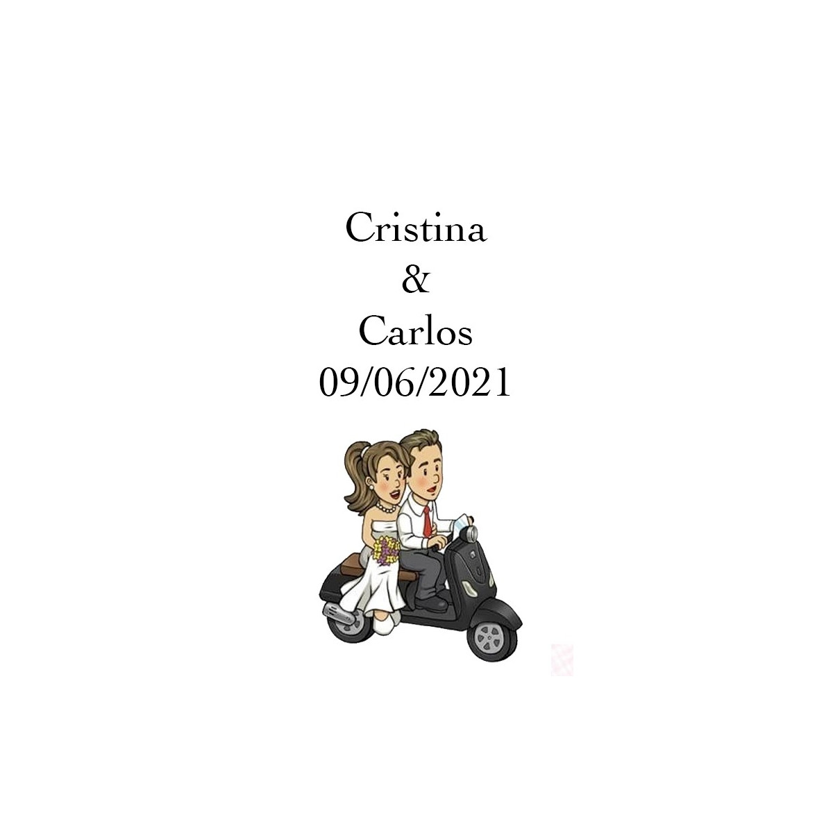 Pegatinas bodas will & grace en moto