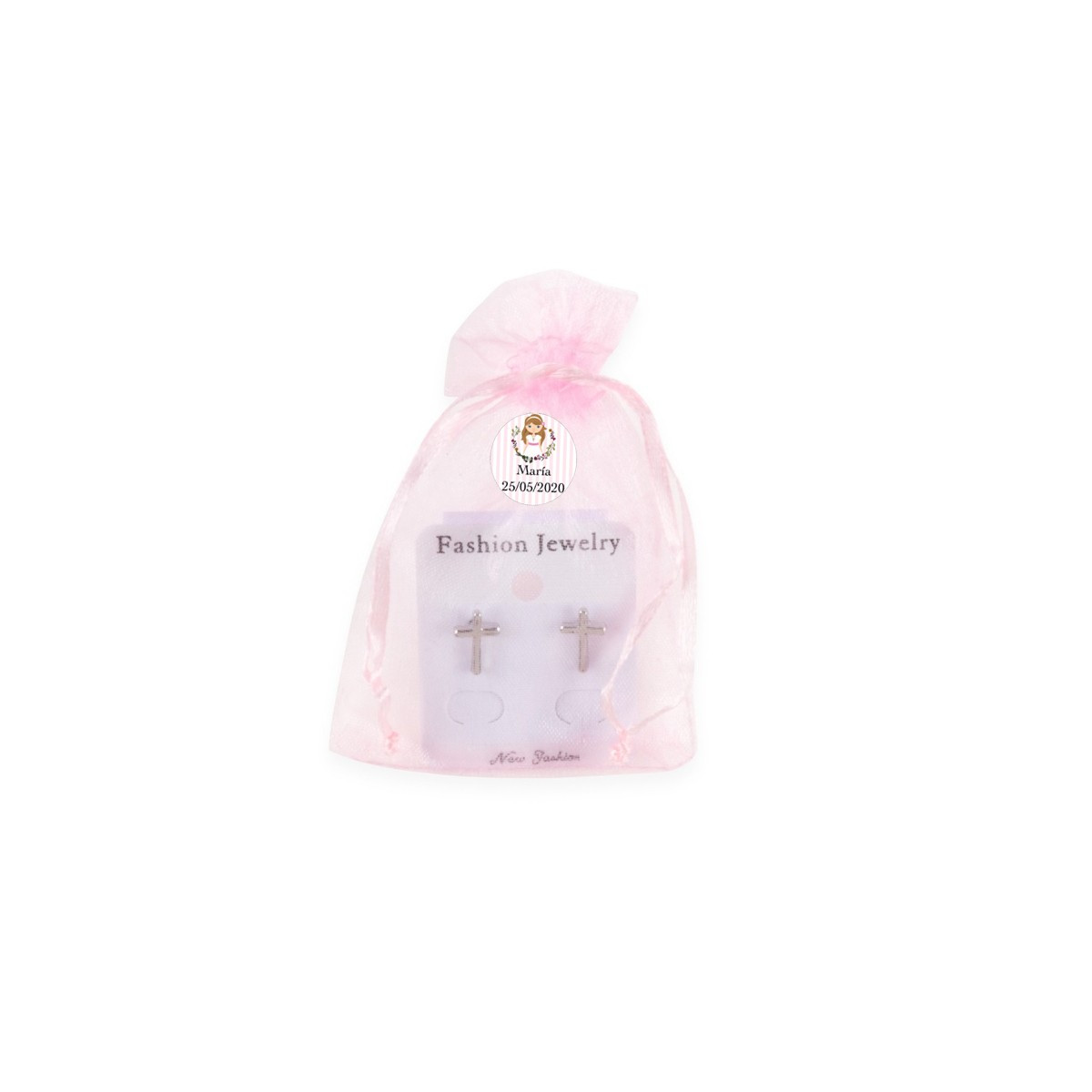 Pendientes de bisutería para comunión personalizado