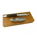 Navaja + bolígrafo en caja de madera personalizados para detalles de bautizo