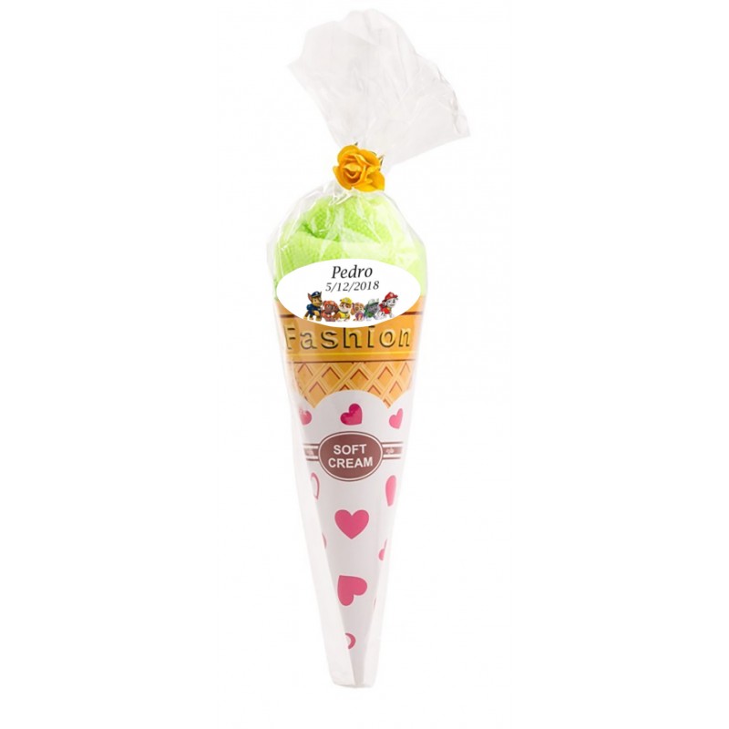 Toalla en forma de helado personalizada con adhesivo infantil