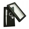 Llavero y bolígrafo en caja personalizada para regalos publicitarios