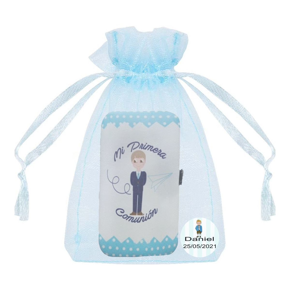Set de manicura comunión en bolsa de organza personalizada