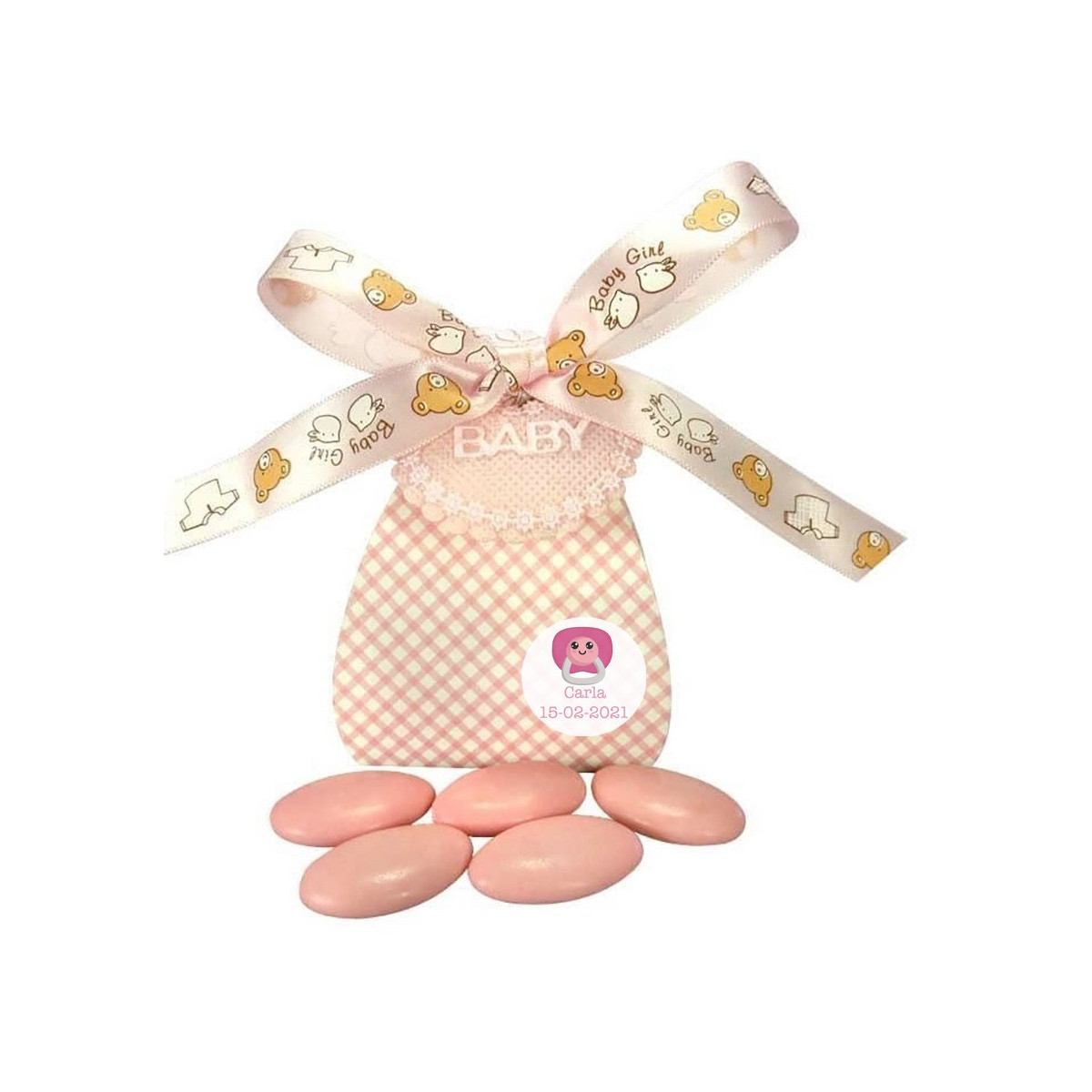 Chocolates para bautizo niña personalizado
