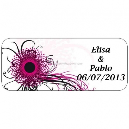 Etiqueta Adhesiva Flor Abstracta
