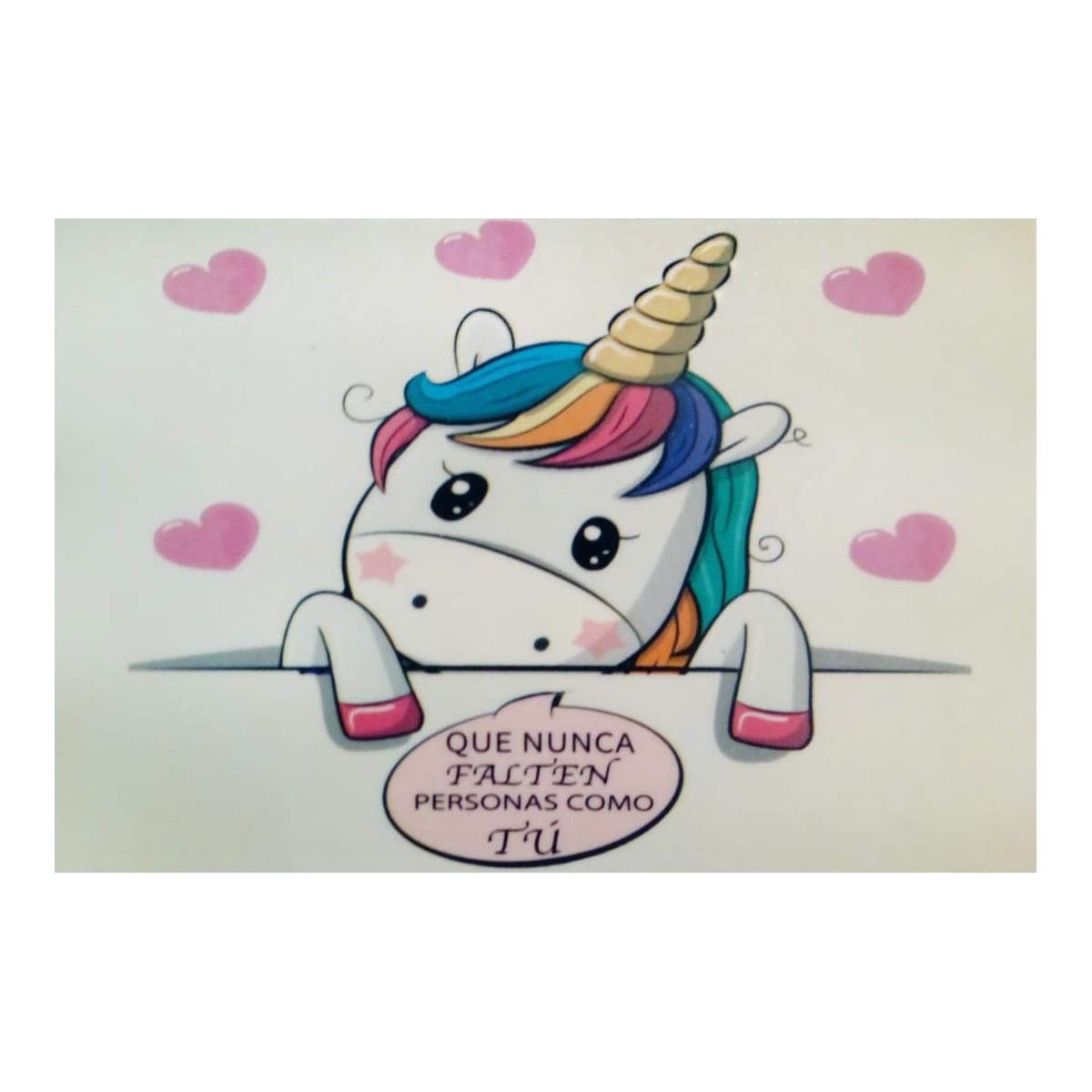 Adhesivo unicornio rectangular