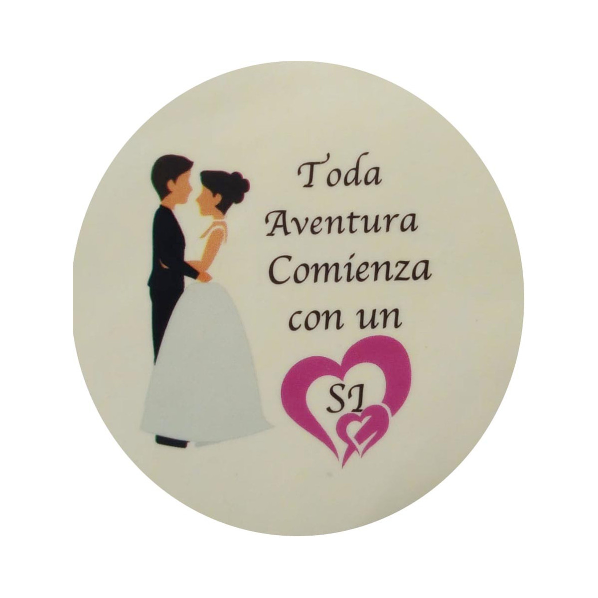 Adhesivo redondo boda tamaño mini