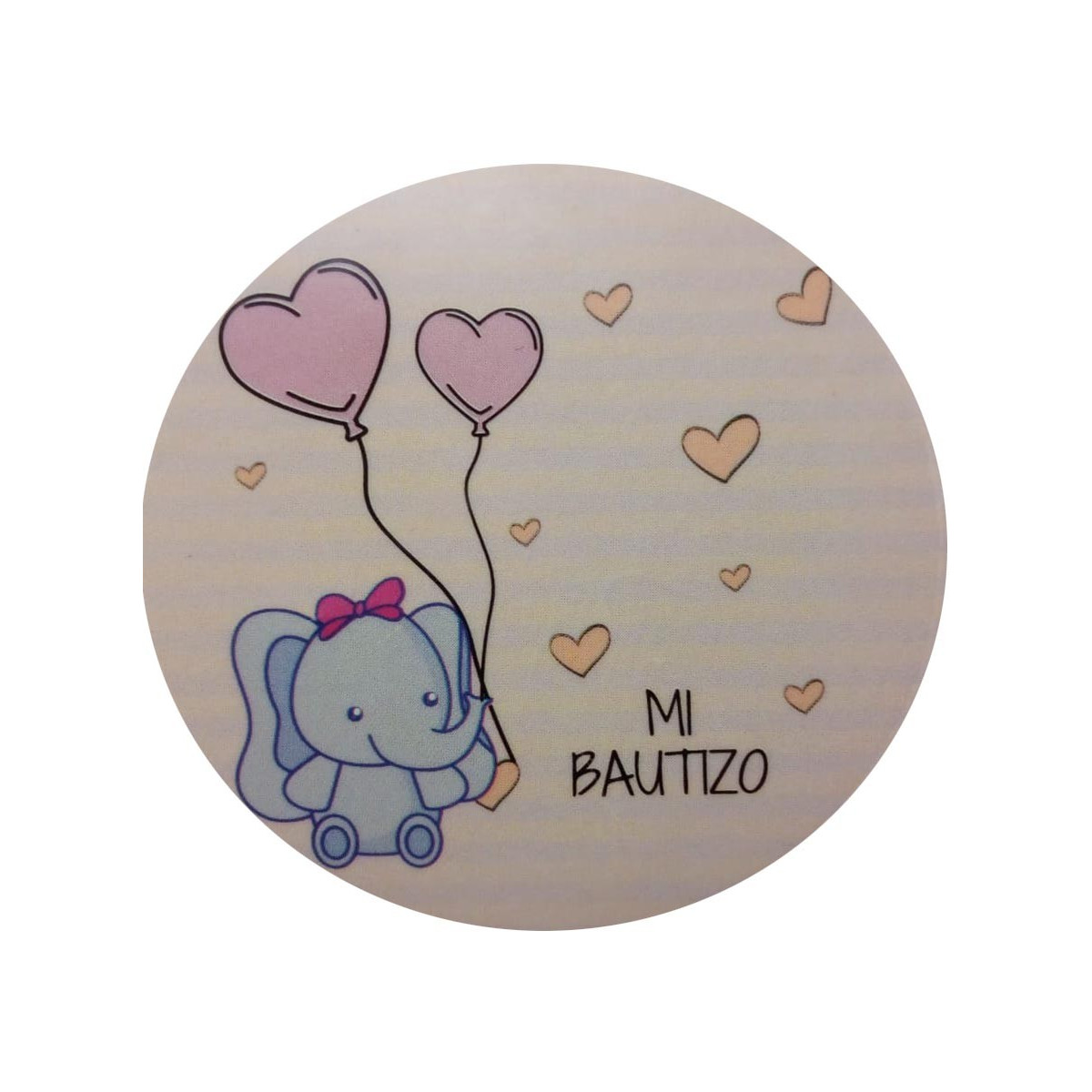Adhesivo redondo bautizo tamaño mini