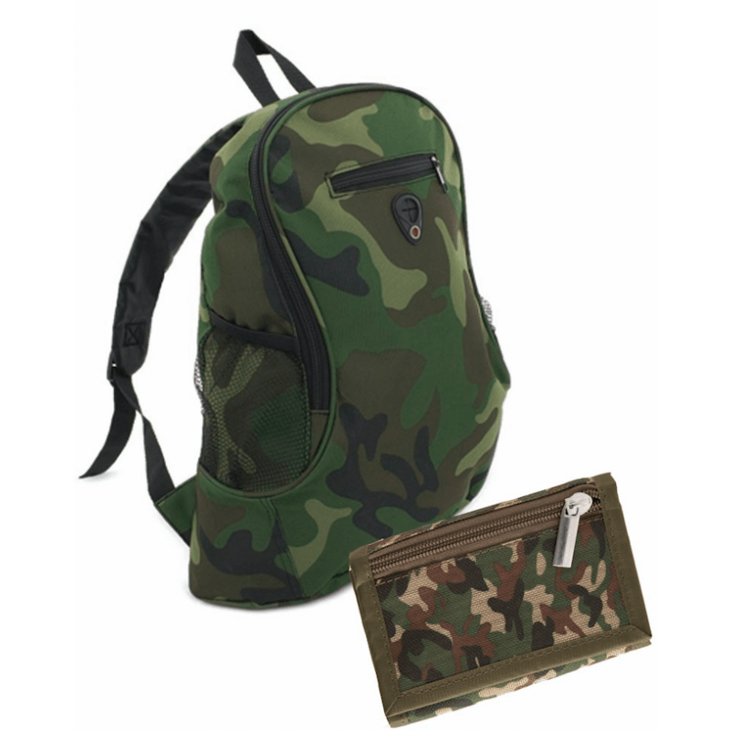 Mochila y cartera camuflaje