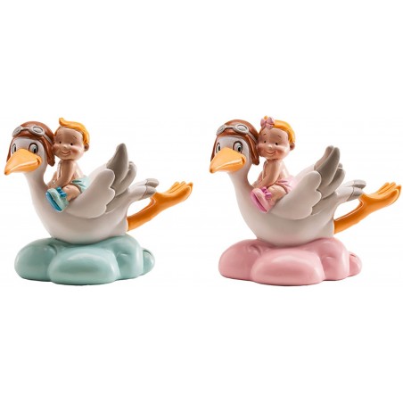 Figura de Cigüeña con Bebé Recuerdo Especial para Bautizo o Nacimiento