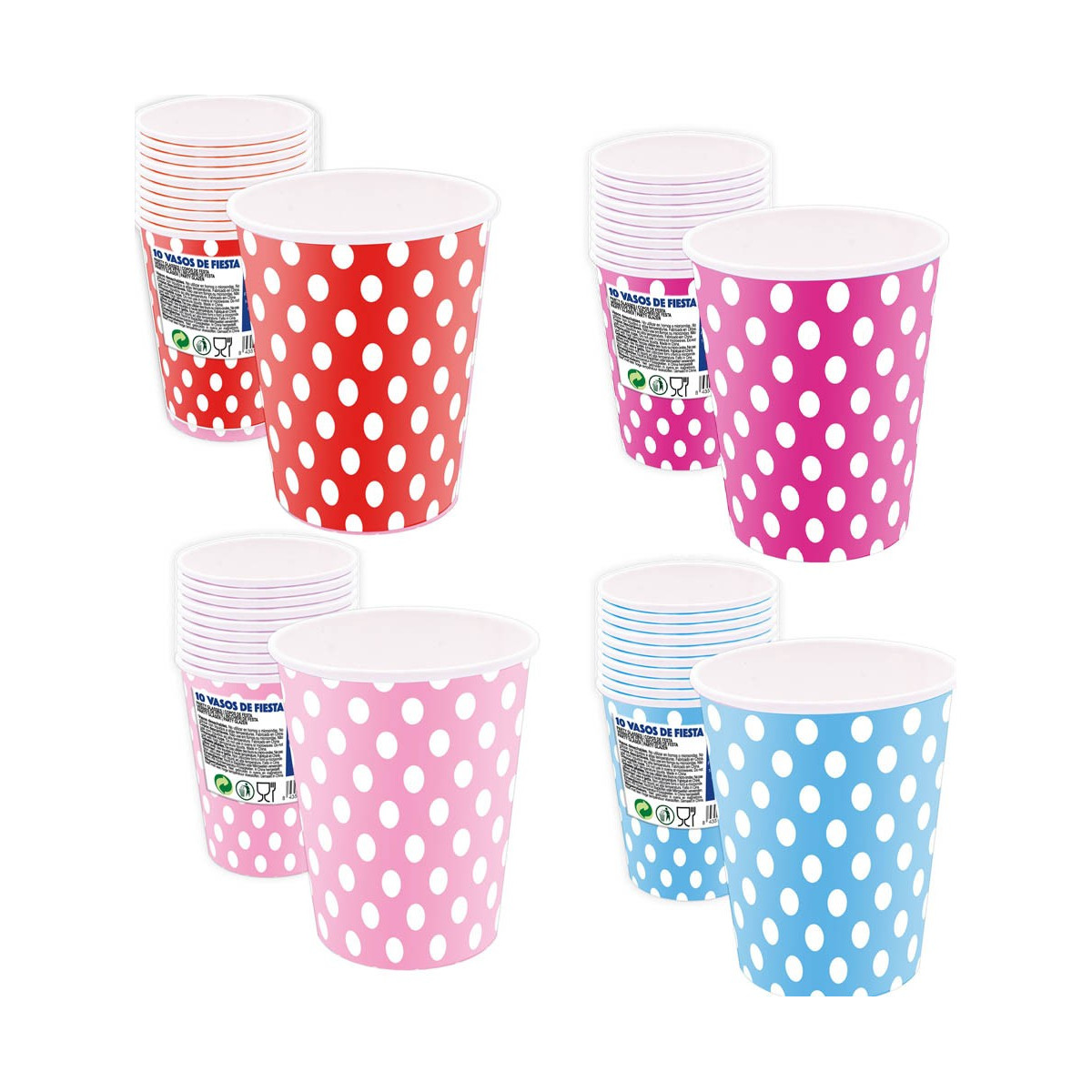 Pack de vasos desechables de lunares