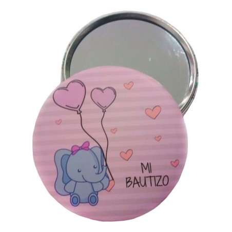 Espejo bautizo con bolsa y flores