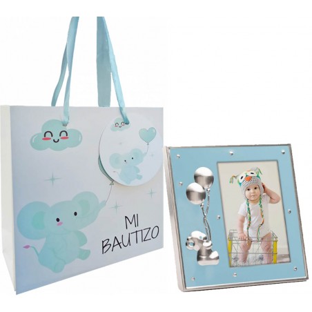 Portafoto Azul Con Bolsa